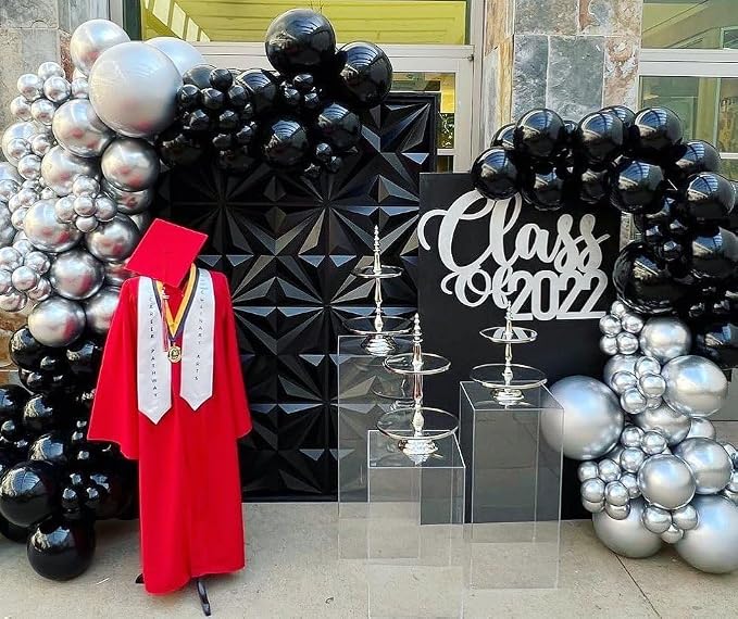 Black and Silver Balloon Arch Kit, Graduation, Anniversary Decorations - Image 5
