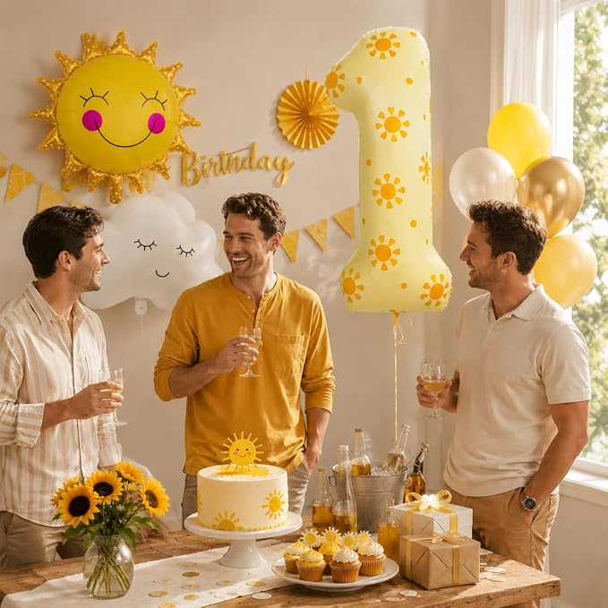 1st Birthday Sunshine Balloon Set, Number 1 Sun Party Decorations | DIY number - Image 5