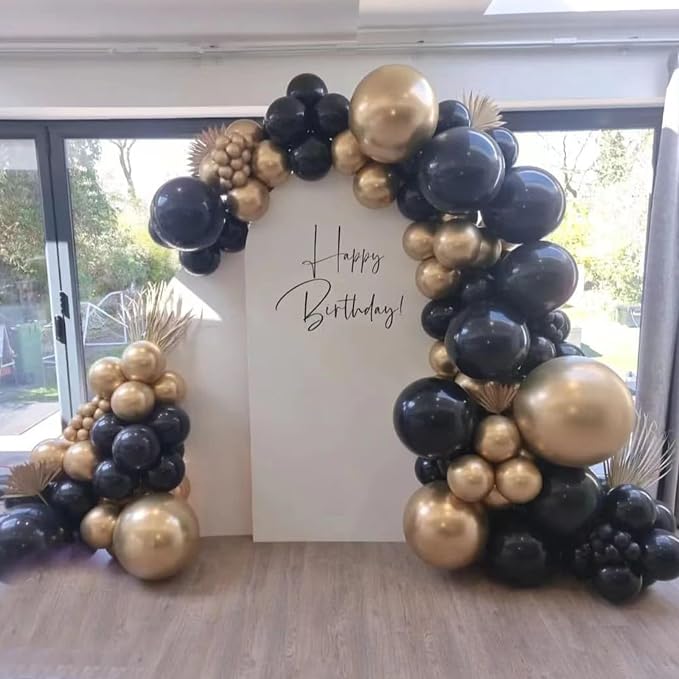 YMSZ Black and Gold Balloons Arch Kit, Graduation Balloons Decorations | 136pcs - Image 5