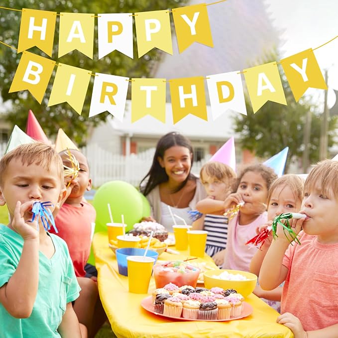 Hooqict Happy Birthday Banner Yellow Birthday Decorations - Image 5