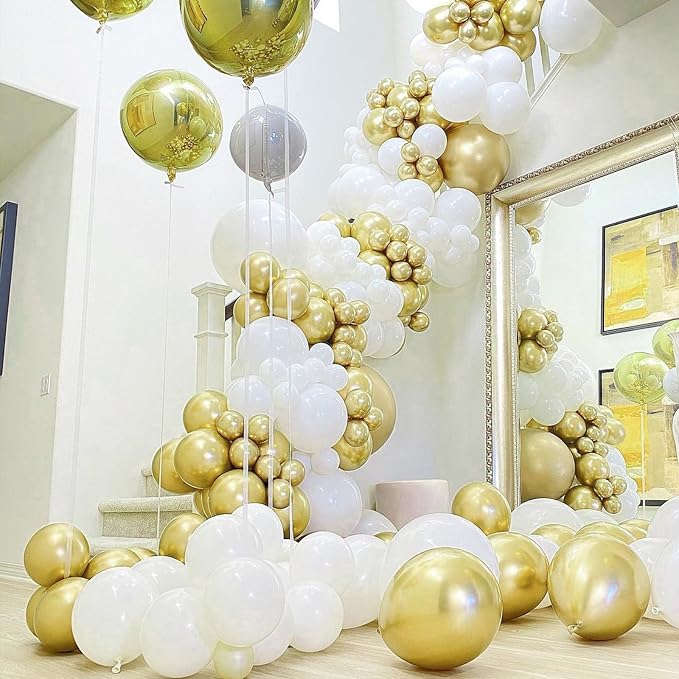 PartyWoo Metallic Gold Balloons 100pcs Chrome Gold Color 10 Inch | Balloons - Image 5