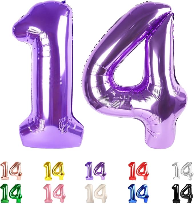 14 Balloon Numbers 40Inch for 14th Year Old Birthday Decorations, Inflation by Mluchee