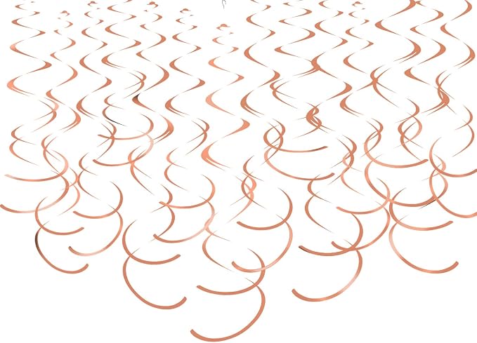 Rose Gold Hanging Swirl Decorations Plastic Streamers Foil Swirls Ceiling by MISU