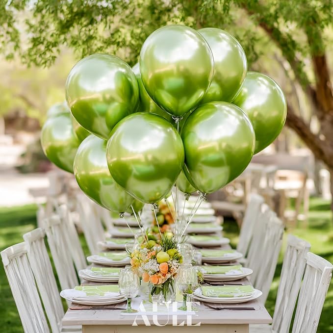 AULE 50Pcs Metallic 12 Inch Lime Green Chrome Helium Shiny Thicken Balloons | - Image 4