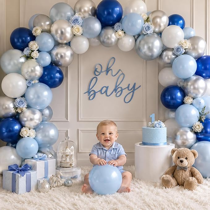 Navy Blue Silver Balloons, 50 Packs 12 Inch Dark Pearl Blue Metallic Light Blue - Image 7