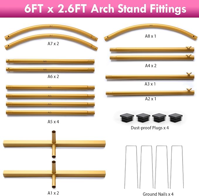 6ft Arch Backdrop Stand, Metal Wedding Arch Backdrop Stand - Image 8