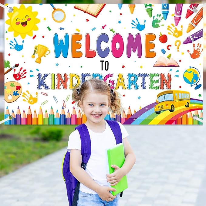 MEHOFOND Welcome to Kindergarten Banner Colorful Back to School Kids Classroom - Image 3