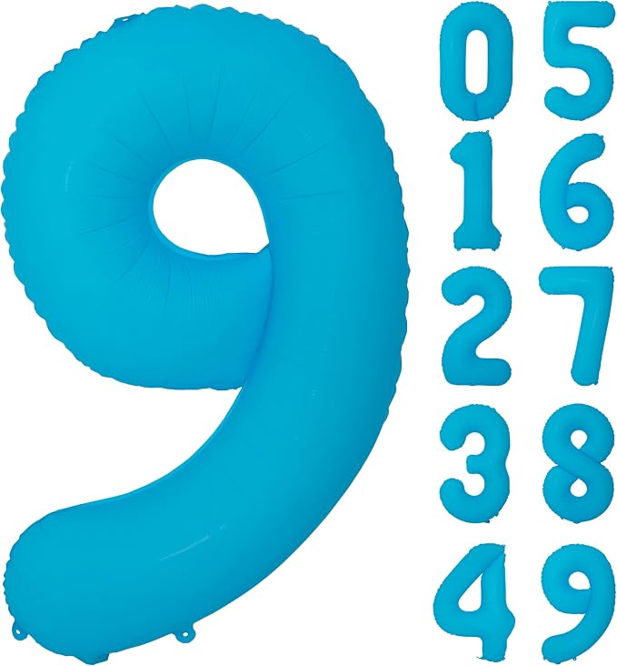 40 in Blue Number Balloon 9 Blue Fluorescent Birthday balloon Number 9 | Helium by Exquisitehighqualitypartydecorationstomeetyoureveryneed%EF%BC%81