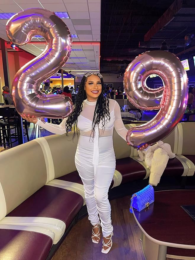 2 Balloon Numbers Birthday Decorations, 40In Rose Gold Balloons - Image 3
