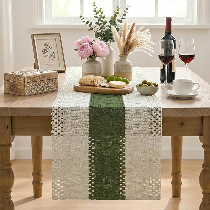 Artoid Mode Army Green Farmhouse Rustic Table Runner 12x72 Inch | Seasonal - Image 2