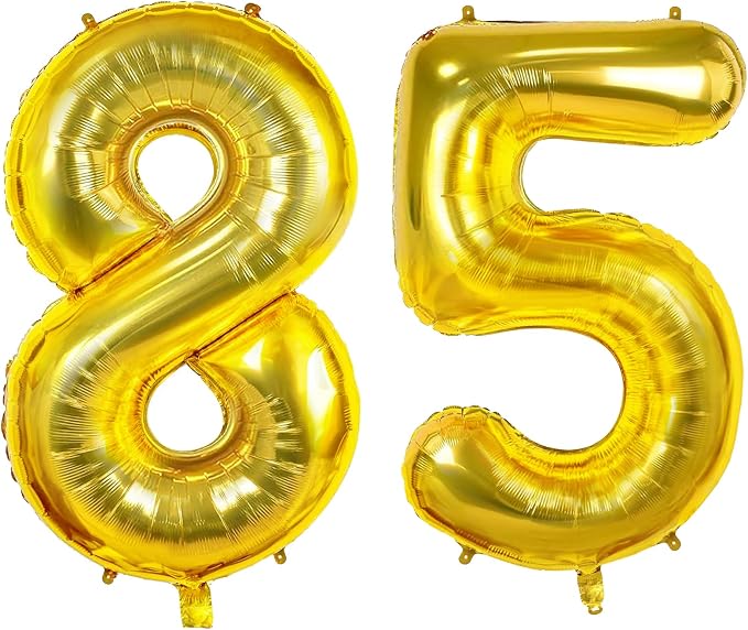 Number 85 Balloons for 85th Birthday Party Decorations, 0-100 Large Gold Helium by Joycard