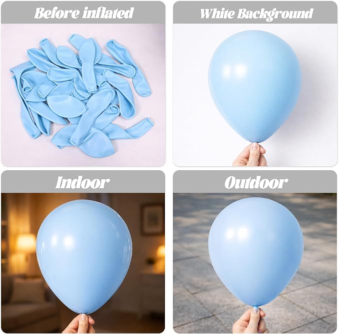 Voircoloria 130pcs Light Blue Balloons Garland Arch Kit, 18 12 10 5 Inch | - Image 3
