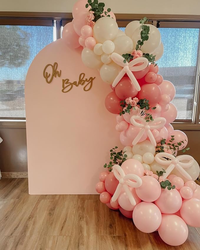 Bow Pink and White Balloon Arch Kit - Image 5