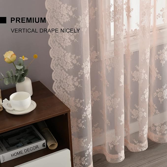 Kotile Blush Pink Sheer Curtains - Image 6