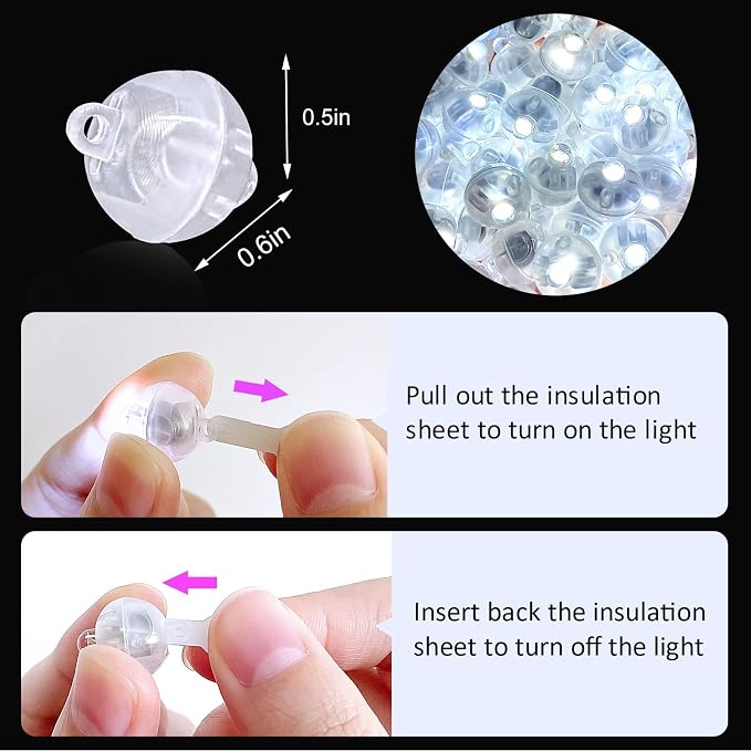 ZGWJ 100PCs White Balloon Lights Mini, Battery Powered, Long Standby Time - Image 3