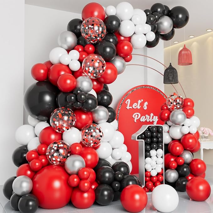 DBKL Red Black and White Balloon Garland Arch Kit by DBKL