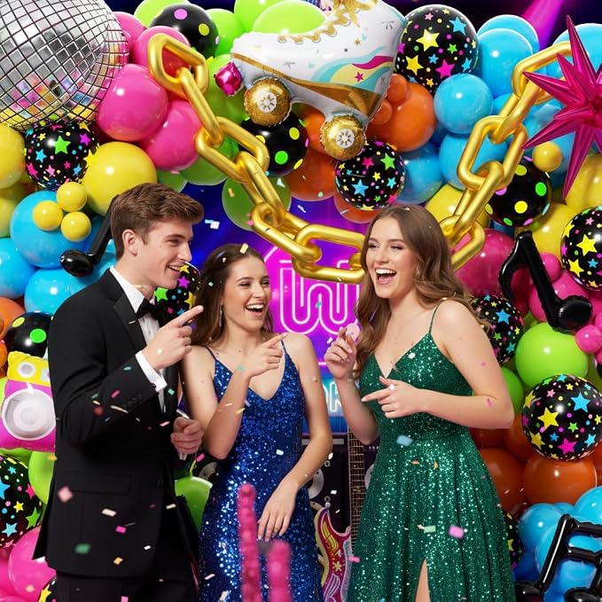 90s 80s Disco Theme Party Decorations 200Pcs, Neon Balloon Arch Kit - Image 7