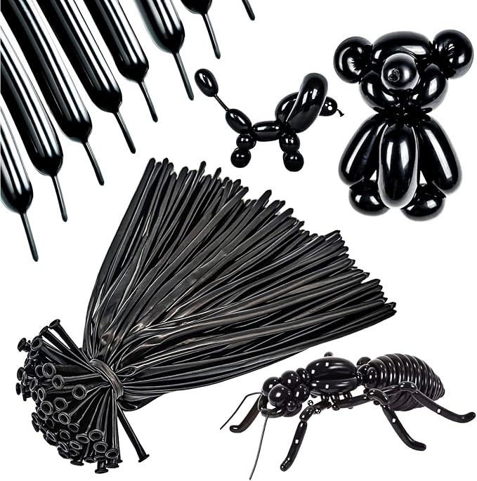 260 Long Balloons 100 Pack Black Twisting Animal Balloons Thickening Latex by ASIYUHY