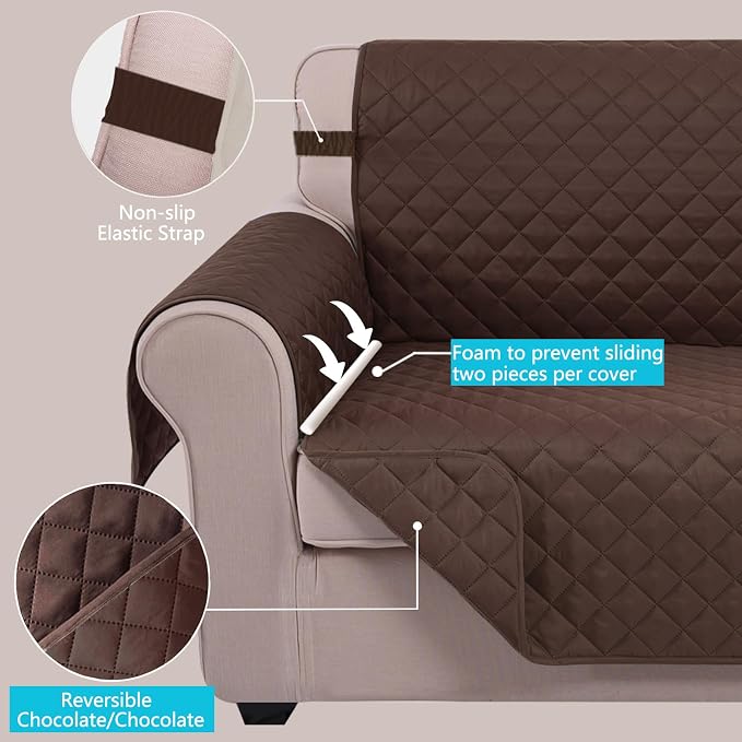 U-NICE HOME Reversible Recliner Chair Covers, Chocolate | 28''Recliner Cover - Image 3