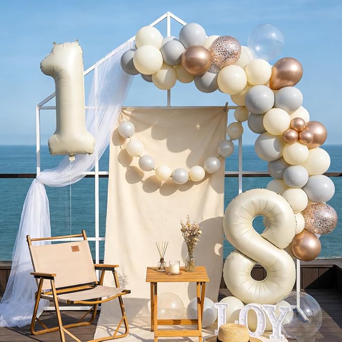 40 In Cream white Number Balloons Helium Foil Mylar Balloon Digital 19 | - Image 5