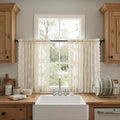 Kotile Beige Lace Curtains for Kitchen Windows W52 x L36 Inch, 2 Panels | Rod by Kotile+Curtains