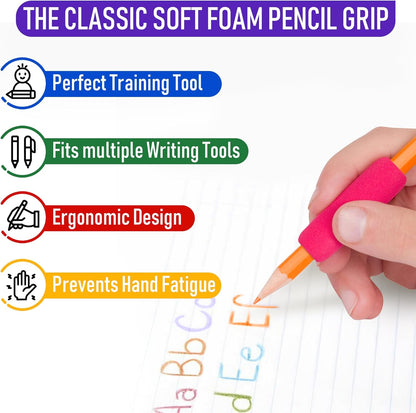 The Pencil Grip The Classics Soft Foam Pencil Grips, Ergonomic Writing Aid For Lefties And Righties, 1.5 Inch Long, Assorted Colors, 12 Count - TPG-16412
