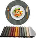 UnivoColors Placemats Round Faux Leather Placemats Set of 8-Waterproof-Wipe by UnivoColors