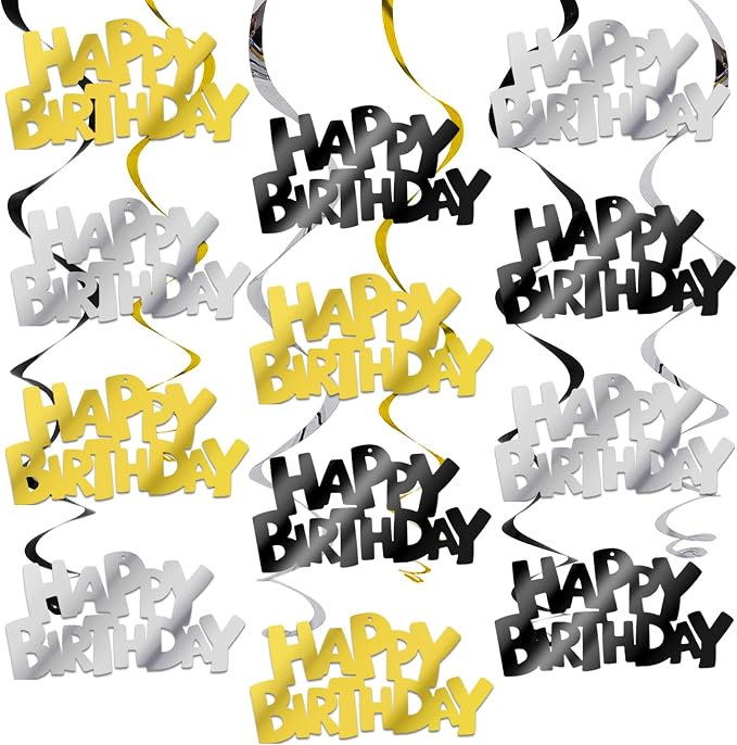 BEISHIDA 12 Pcs Happy Birthday Hanging Swirl Decorations, Men Women Boys by Beishida