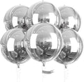 PartyWoo Metallic Silver Large Round Giant Foil 4D Balloons 6pcs 22 Inch | 22 by PartyWoo