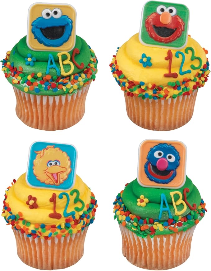 Sesame Street Rings, 24 Cupcake Toppers Featuring Elmo, Big Bird, Cookie Monster - Image 9