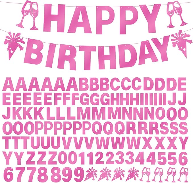 129Pcs Glitter Customizable Banner Kit DIY Custom Letter Banner DIY Girls Happy by MFLUEEWR
