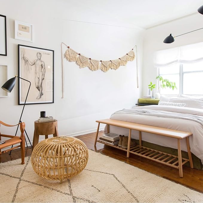 Eiyye Boho Tassel Garland Wall Hanging Handmade Cotton Bohemian Banner Home - Image 2