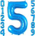 Blue 5 Balloon Number, 40 Inch Number 5 Balloon Big Blue 5 Foil Mylar Helium by BBPOOL