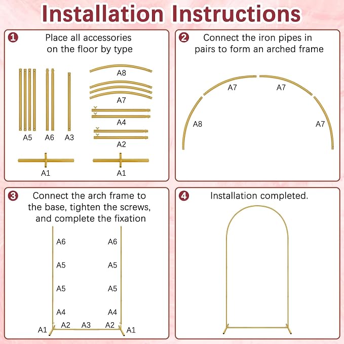 6.6FT Wedding Arch Backdrop Stand and Cover Set, Metal Balloon Arch Stand and - Image 3