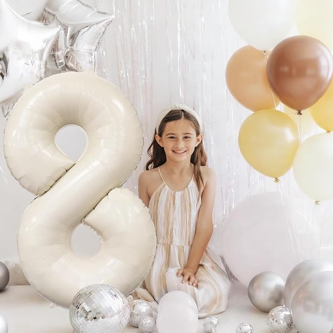 Cream Number 8 Balloon 40 Inch Beige Nude Number 8 Balloon - Image 2