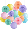 Pastel Paper Lanterns and Pom Poms Flowers Paper Lanterns Party Decorations | by Yymobt