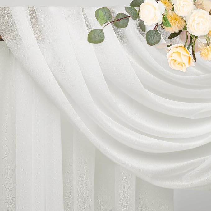 Ivory Wedding Arch Draping Fabric Backdrop Drapes Sheer 28.7"x 20FT | Sheer - Image 4