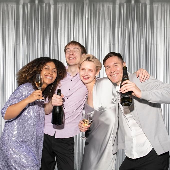 GOER 3.2 ft x 8.2 ft Metallic Tinsel Foil Fringe Curtains, Party Streamer - Image 7