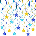 BEISHID Blue Gold Stars Hanging Swirls Pre-Strung Stars Hanging Decorations by Beishida