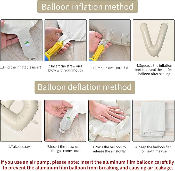 Biapian 40 Inch Giant Cream V Foil Balloons, Large Aluminum V Balloons Helium - Image 7