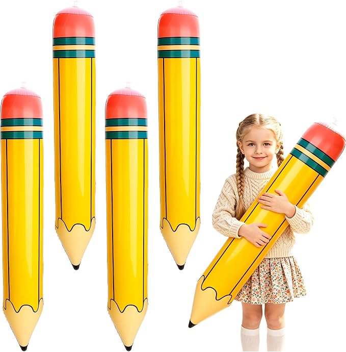 Large Inflatable Yellow Pencil Balloons, 27 Inch First Day of School Giant by Deovige