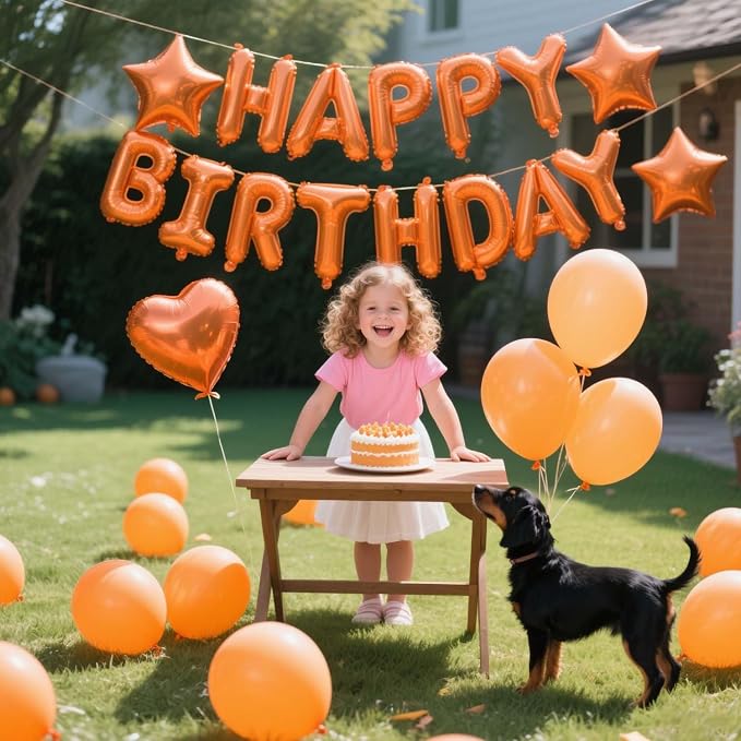 27 Pcs Orange Birthday Decorations, 3D Letters Orange Happy Birthday Balloon - Image 6