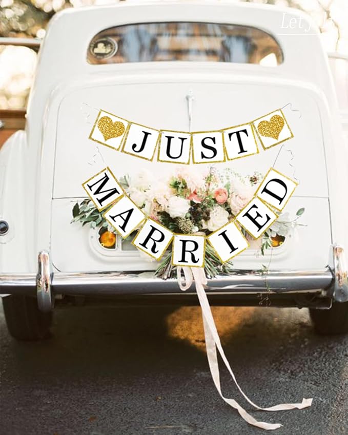 Wedding Banner Decorations Just Married Paper Garland Supplies | Proposal - Image 3