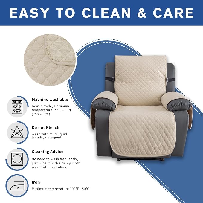 XINEAGE Water Resistant Recliner Cover, Nonslip Recliner Chair Covers - Image 7