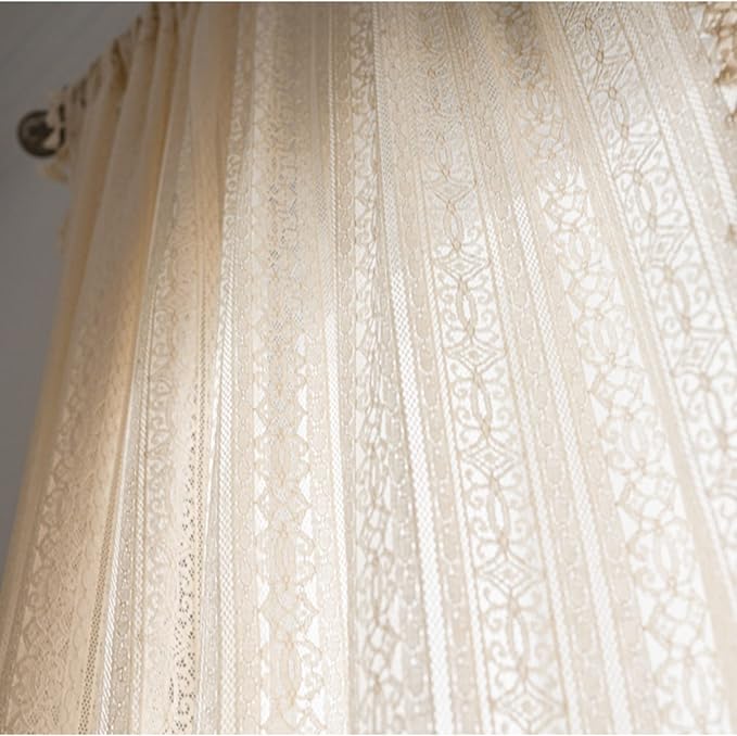 Sutuo Home Boho Curtain Crochet Lace Semi-Sheer Florals Hollow Knitted Handmade - Image 8