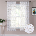 Tollpiz Leaves Sheer Curtains Taupe Leaf Embroidery Bedroom Curtain Rod Pocket by Tollpiz