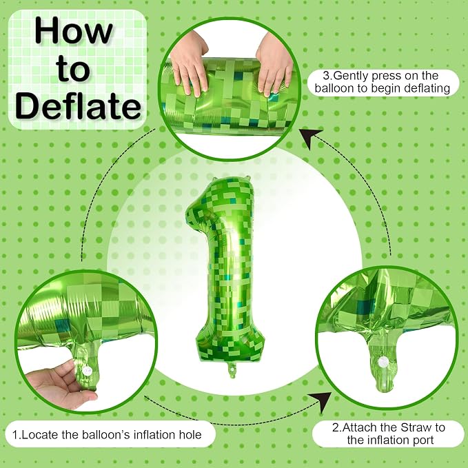 17th Birthday Balloons for Boys, Large Lime Green Pixel Number 17 Balloon - Image 9