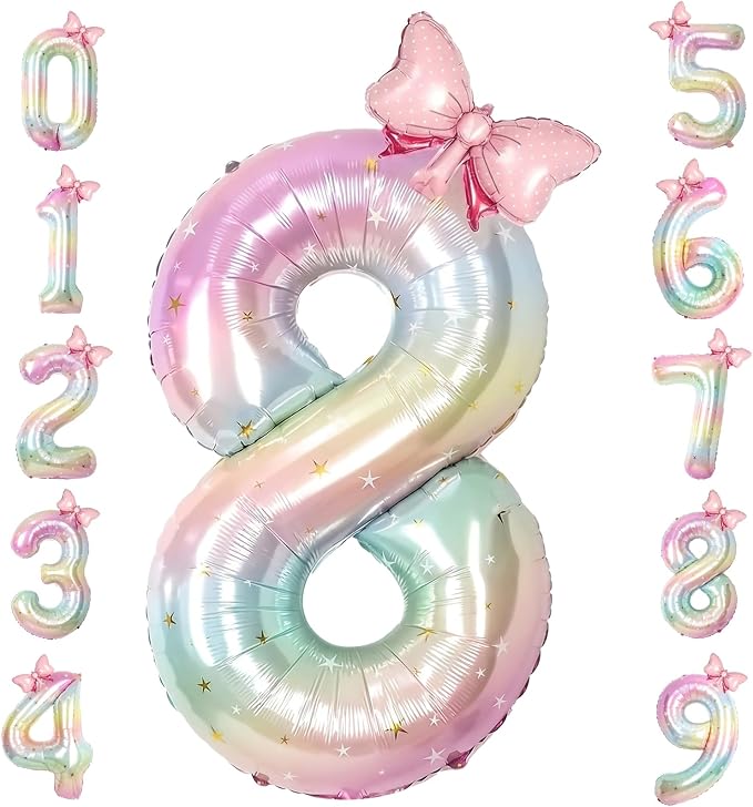 40 Inch Rainbow Number 8 Balloon Giant Foil Mylar Birthday Party Decor | by TNCDJKPA