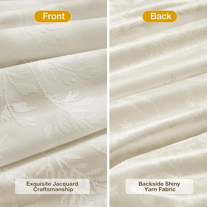 Anmao Beige Semi Sheer Light Filtering Curtains 102 Inches Long 2 Panels - Image 3