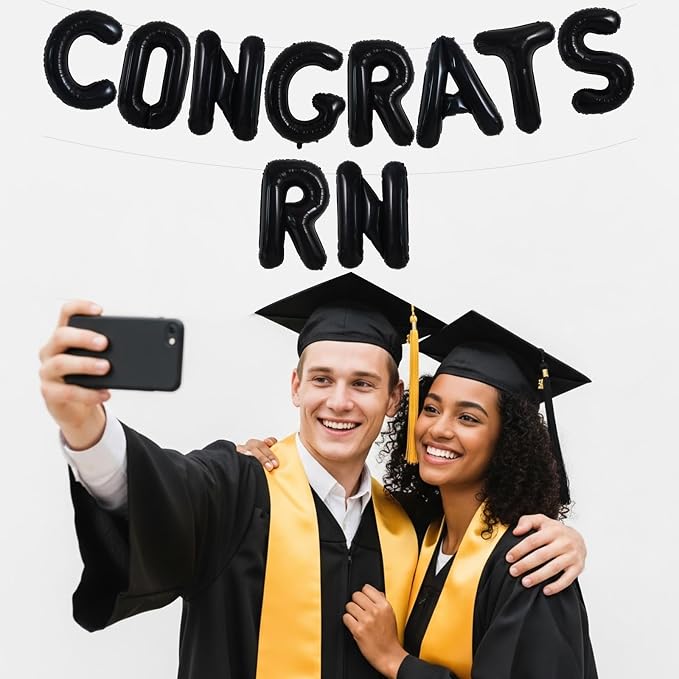 TONIFUL 2026 Nurse Graduation Decorations Black Congrats RN 2026 Balloons 16 - Image 3